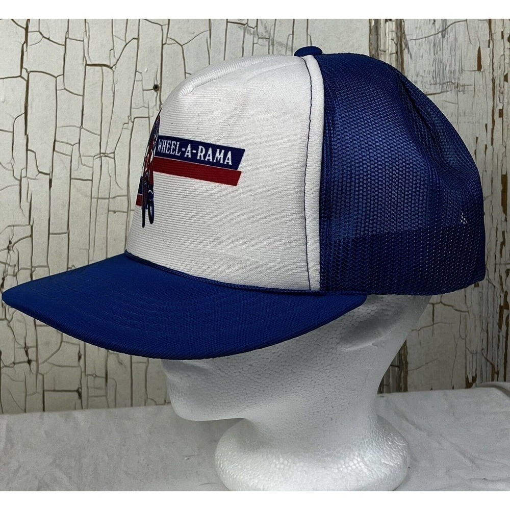 Vtg 70 80's WHEEL -a- RAMA Mesh TRUCKER Hat Snapback MOTORCYCLE Baseball Cap - Picture 2 of 7